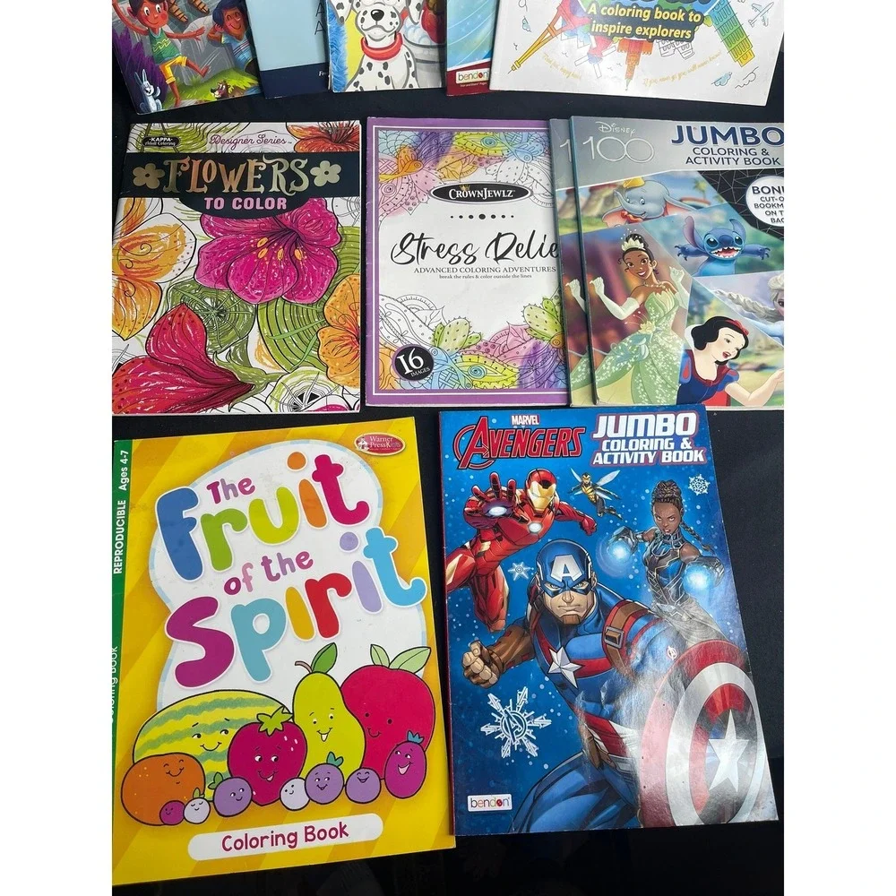Kids Art Activity Lot Disney Princess Marvel Sesame Street Markers Pencils Books